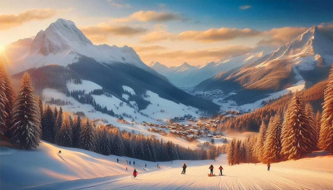 A beautiful landscape showing the Alps in winter with lots of snow