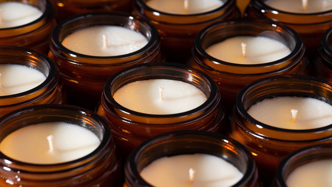 scented candles handmade in amber glass jars