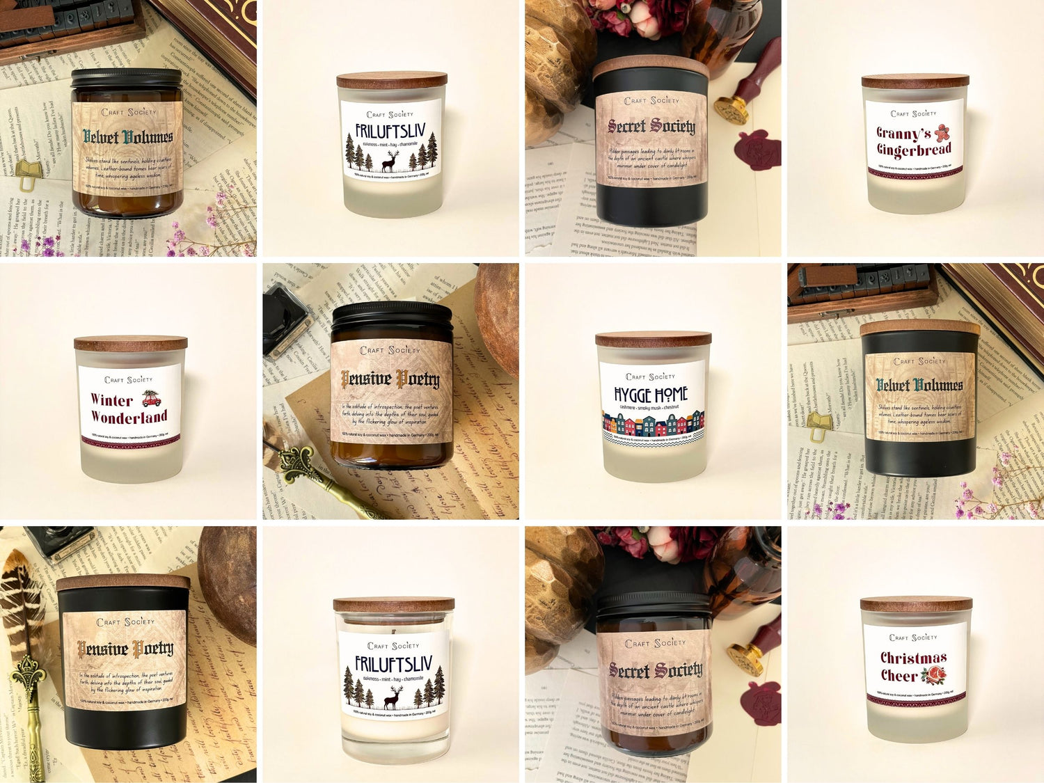 A selection of scented candles in a bundle