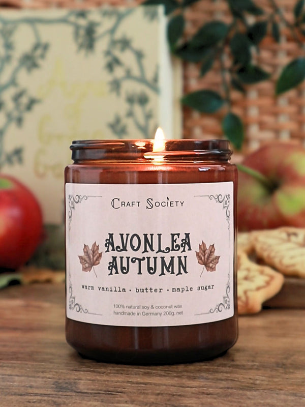 Avonlea Autumn handmade scented candle lit regular cotton wick
