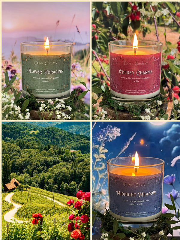 A bundle of three scented candles from the Bloomcore collection, regular edition