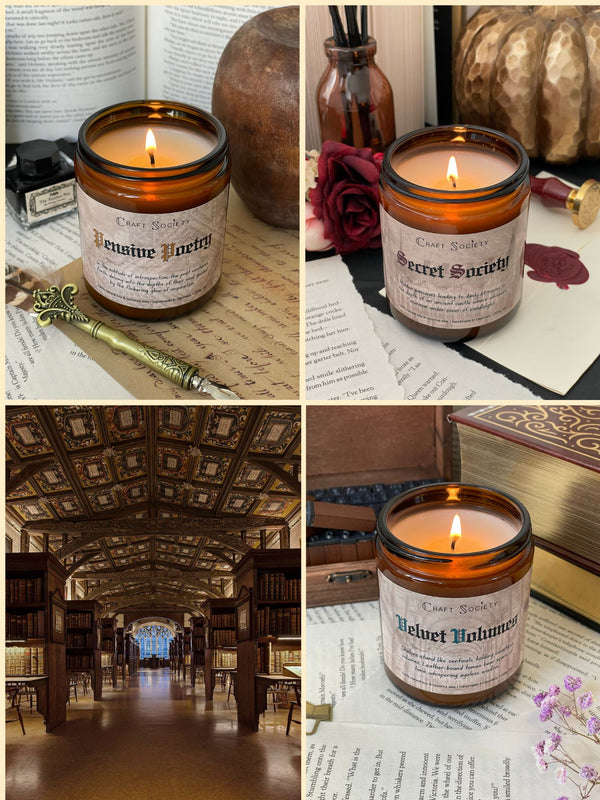 A bundle of three scented candles from the Dark Academia collection, regular edition