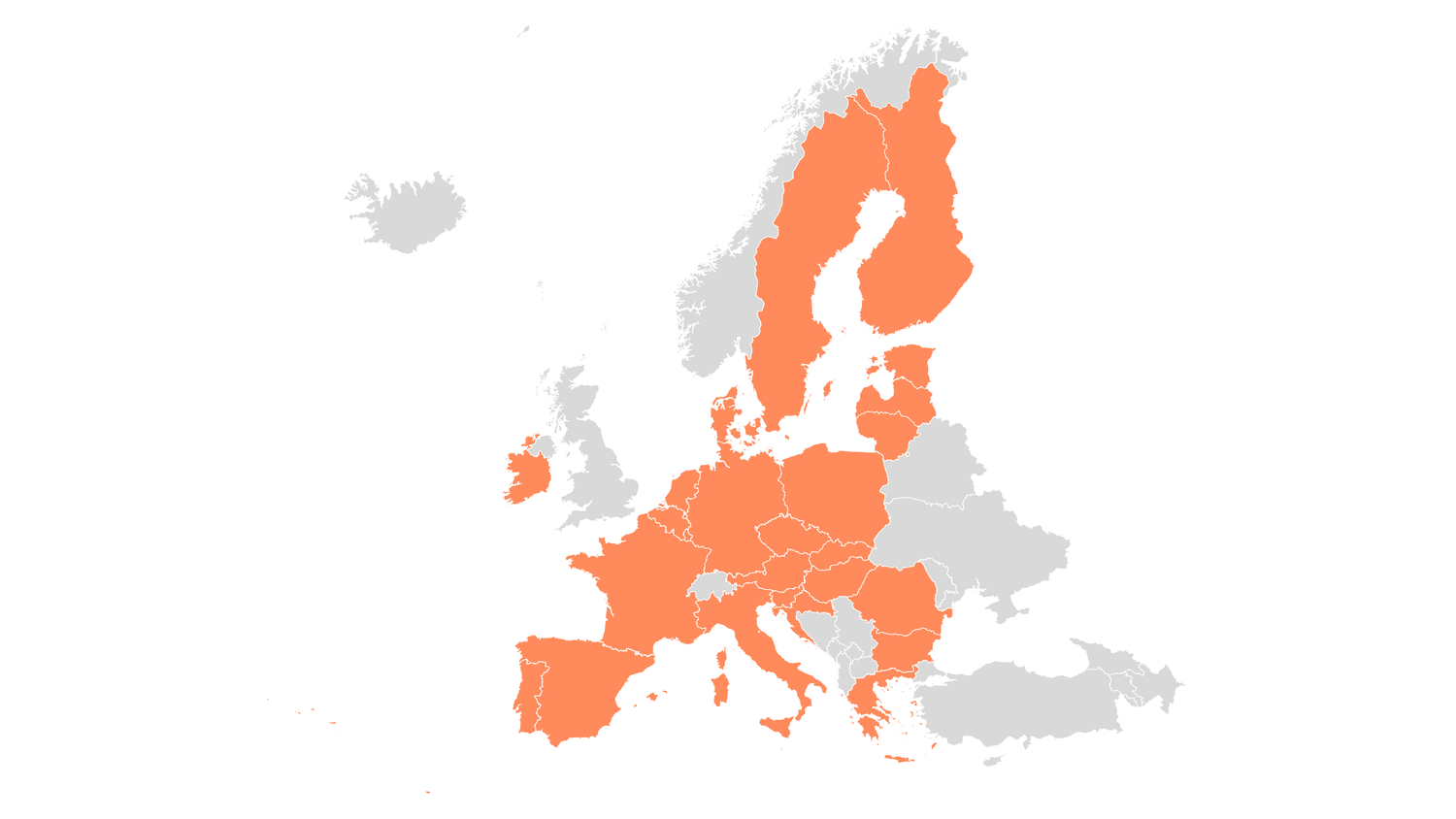 A map of the European Union with countries where we deliver scented candles