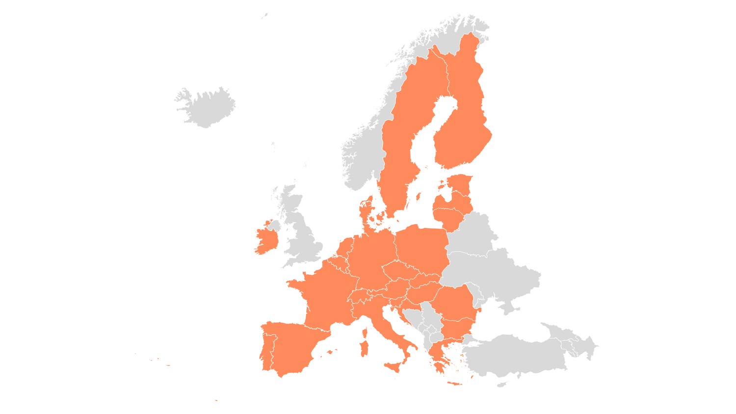 A map of EU countries and Switzerland