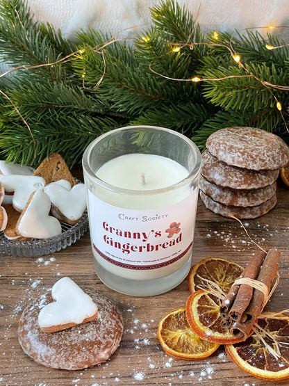 A brand new scented candle on a decorated background